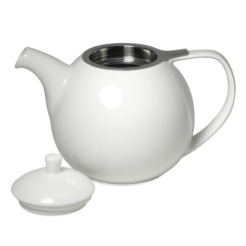Teaz Café Teapot w/Stainless Steel Infuser - White